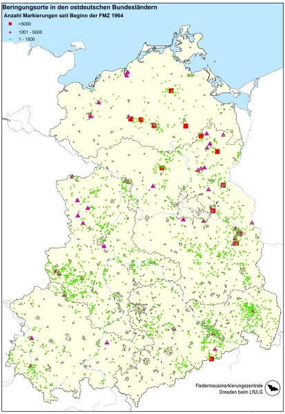 Lage der Beringungsorte